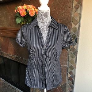 Apt. 9 Black White Stripes Blouse Size PL